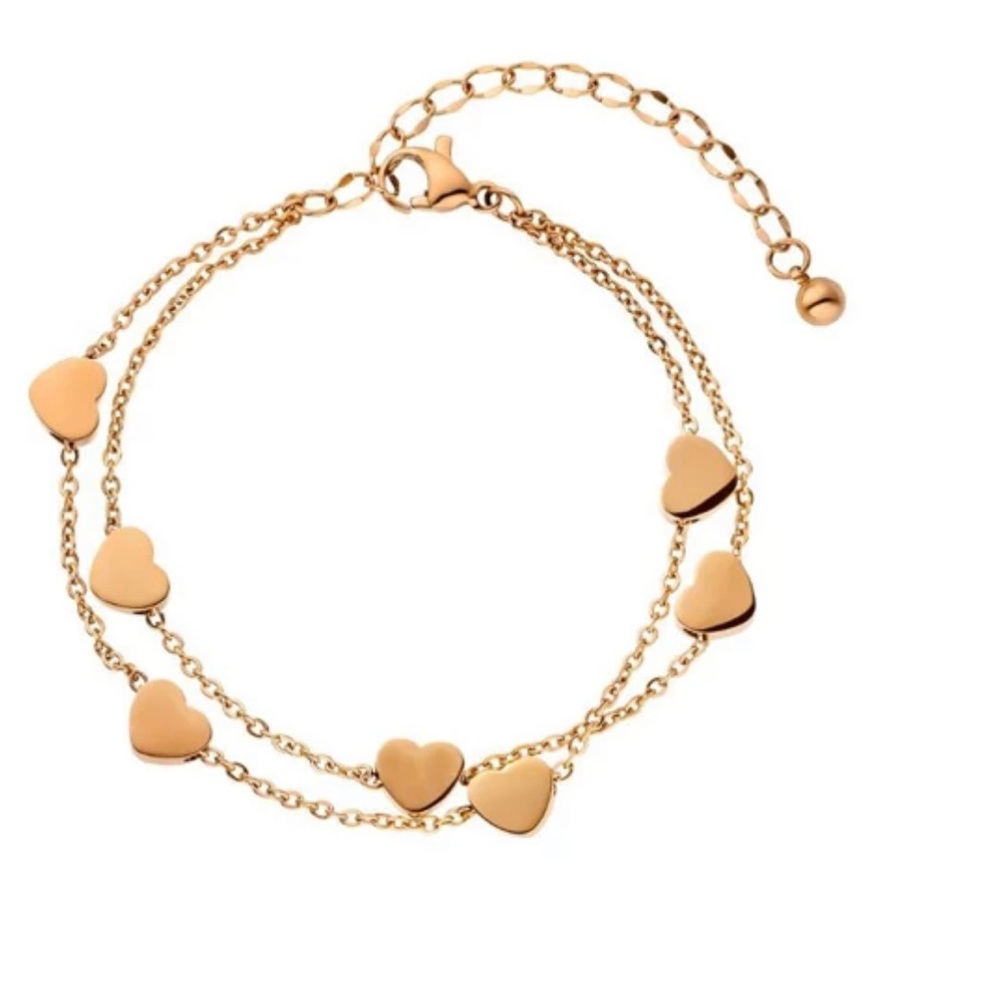 Rose gold steel double layered adjustable bracelet Mother's day gift
